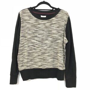 Lou & Grey Women Black & White Textured Knit Long Sleeve Sweater Size L Pullover